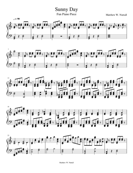 Sunny Day For Piano Sheet Music