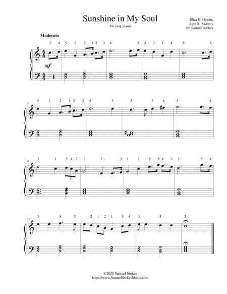 Free Sheet Music Sunshine In My Soul For Easy Piano