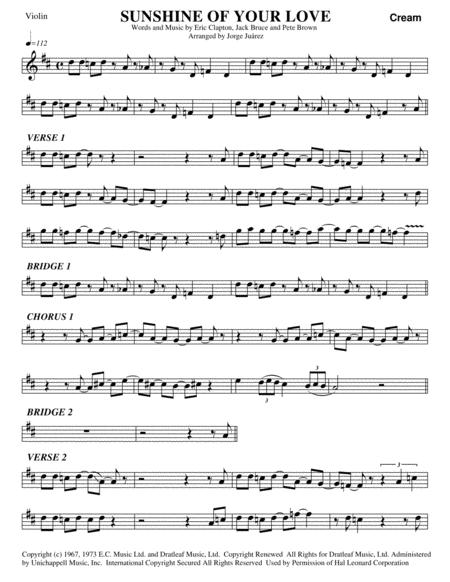 Sunshine Of Your Love Violin Sheet Music