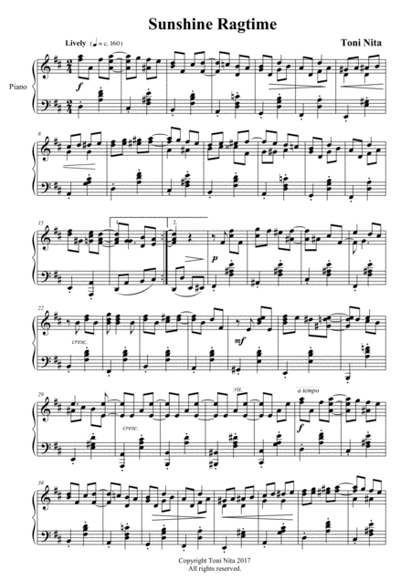 Sunshine Ragtime Sheet Music