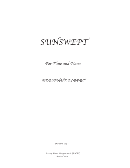 Free Sheet Music Sunswept For Flute And Piano