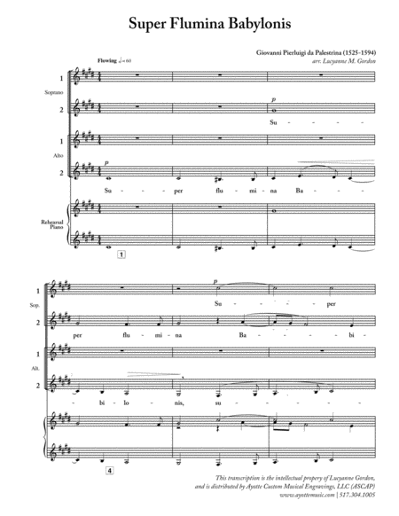 Free Sheet Music Super Flumina Bablylonis