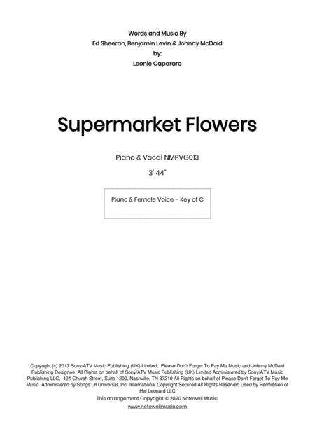 Supermarket Flowers Pvg C Major Female Voice Sheet Music