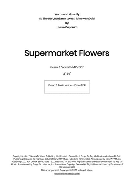 Supermarket Flowers Pvg F Major Male Voice Sheet Music