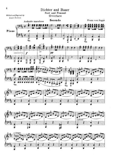 Suppe Poet And Peasant Overture For Piano Duet 1 Piano 4 Hands Ps821 Sheet Music