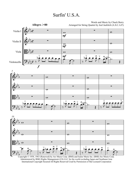 Surfin Us A String Quartet 2016 Arranging Contest Entry Sheet Music