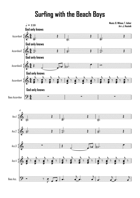 Free Sheet Music Surfing With The Beach Boys Accordion Orchestra Score
