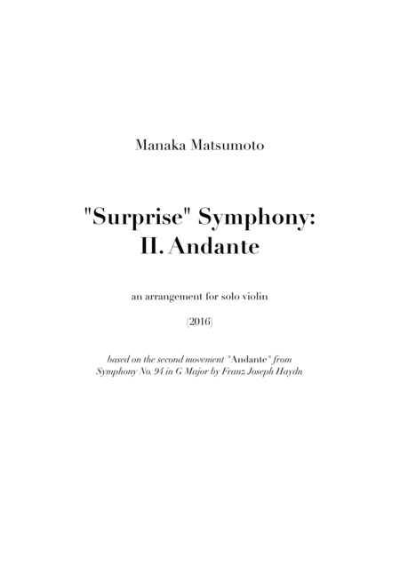 Free Sheet Music Surprise Symphony Arr For Solo Violin