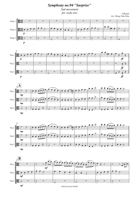 Surprise Symphony For Viola Trio Sheet Music