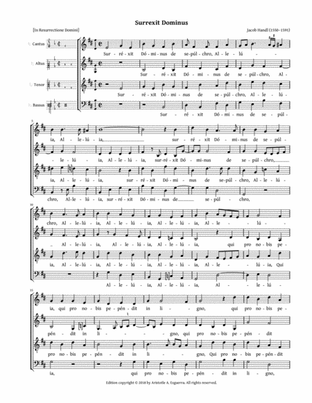 Surrexit Dominus Handl Sheet Music