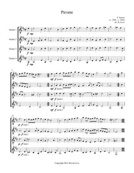 Free Sheet Music Susato Suite Guitar Quartet Score And Parts