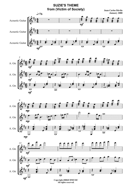 Suzies Theme Sheet Music