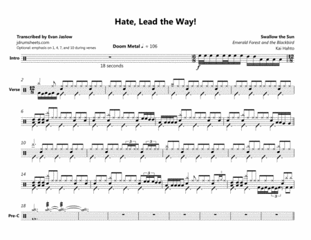 Swallow The Sun Hate Lead The Way Sheet Music