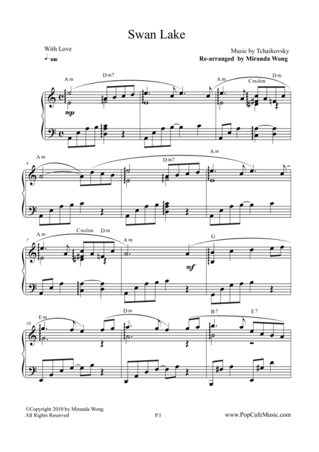 Free Sheet Music Swan Lake Beautiful Version Famous Piano Music No 12