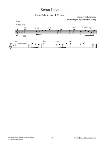 Swan Lake Lead Sheet In D Minor Sheet Music