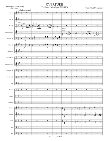 Free Sheet Music Swan Lake Overture Extra Score