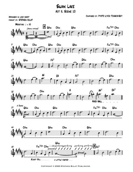 Free Sheet Music Swan Lake Tchaikovsky Lead Sheet Key Of G M