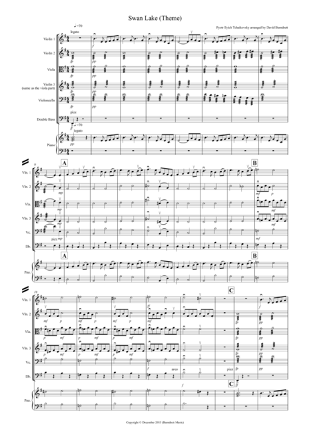 Swan Lake Theme For String Orchestra Sheet Music