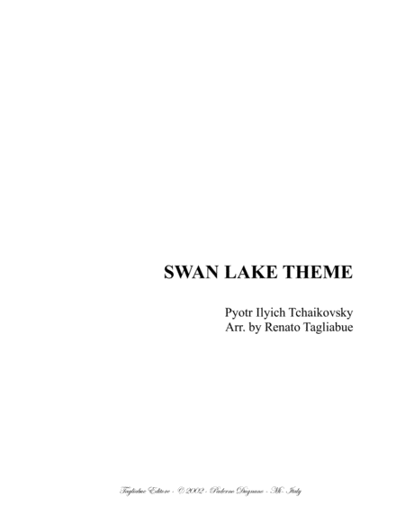 Swan Lake Theme Tchaikovsky Arr For Satb Choir In Vocalization Or Any Quartet In C Sheet Music