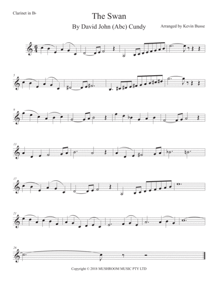 Free Sheet Music Swan The Arr Saint Saens Clarinet Easy Key Of C
