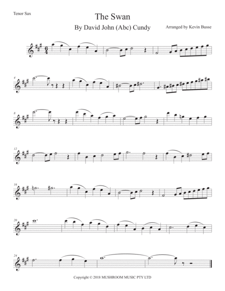 Free Sheet Music Swan The Arr Saint Saens Tenor Sax Original Key