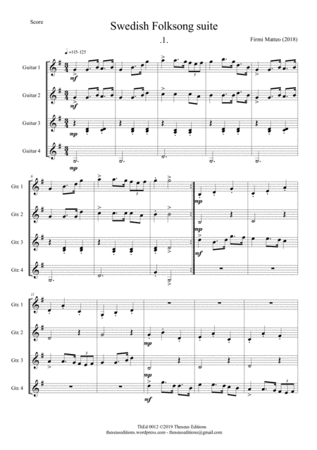 Free Sheet Music Swedish Folksong Suite