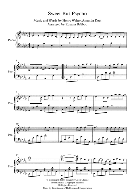 Sweet But Psycho By Ava Max Piano Sheet Music