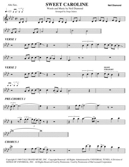 Free Sheet Music Sweet Caroline Alto Sax