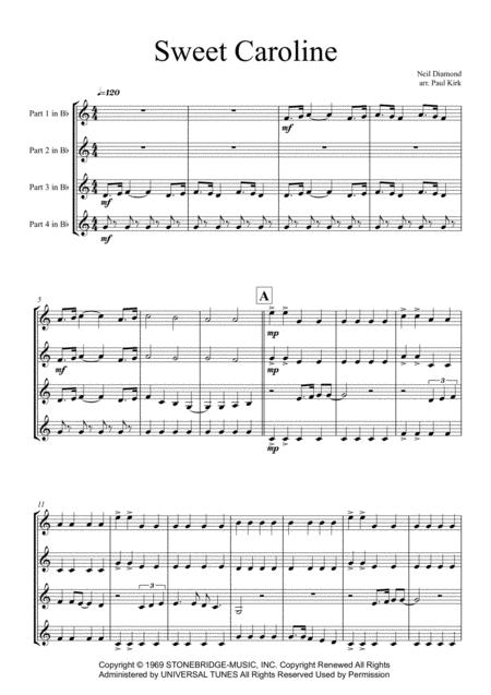 Free Sheet Music Sweet Caroline Flexible Brass