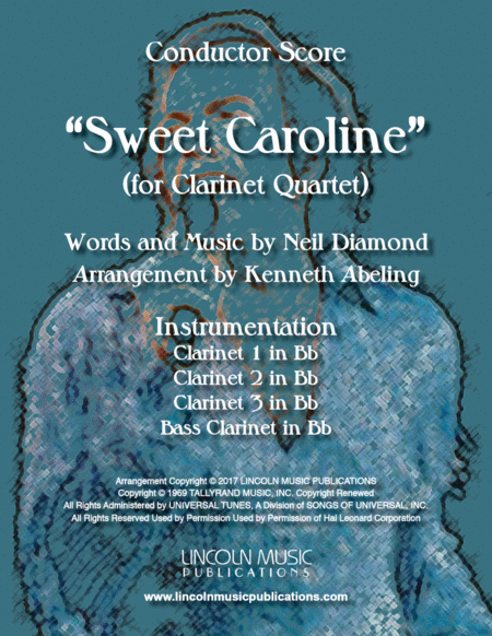 Free Sheet Music Sweet Caroline For Clarinet Quartet