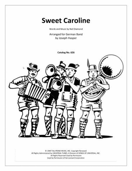 Sweet Caroline For German Band Sheet Music