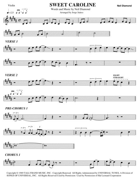 Sweet Caroline Violin Sheet Music