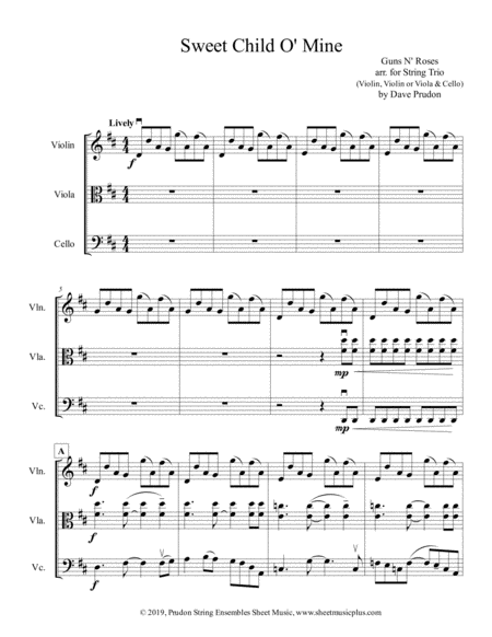 Free Sheet Music Sweet Child O Mine For String Trio