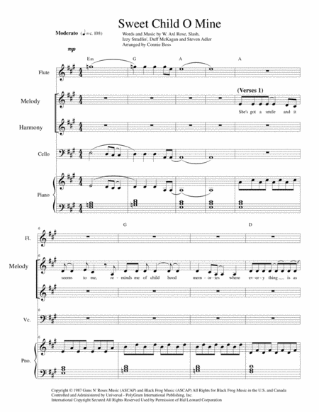 Sweet Child O Mine Lullaby Sheet Music