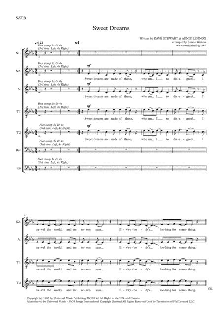 Sweet Dreams Are Made Of This For Large Ensemble Ssattbb Sheet Music