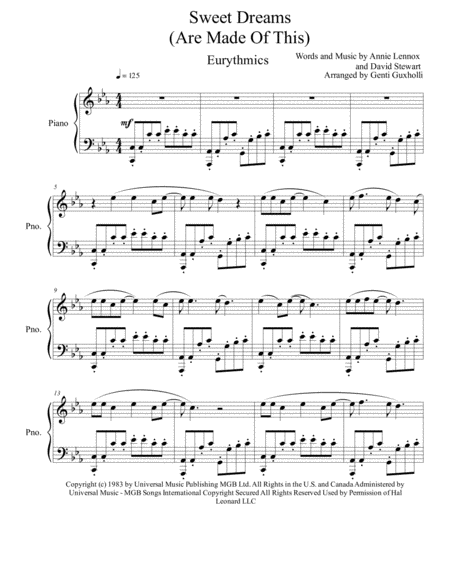 Free Sheet Music Sweet Dreams Are Made Of This Piano Solo