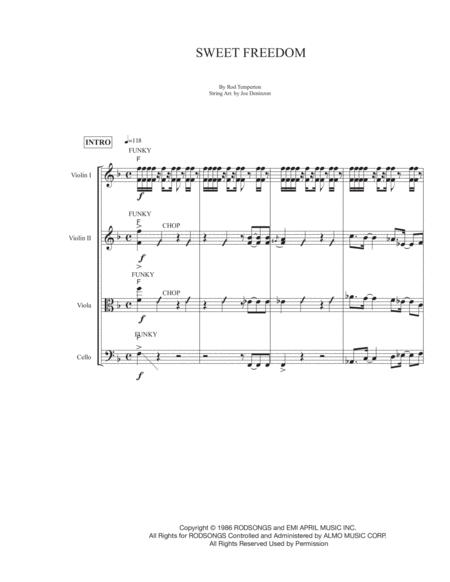 Sweet Freedom String Quartet Sheet Music