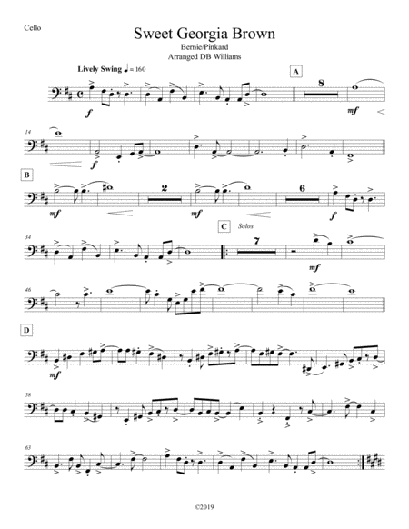 Sweet Georgia Brown Cello Sheet Music