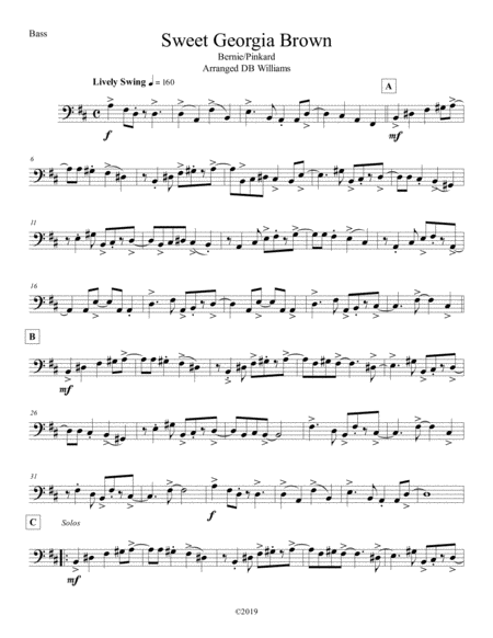 Sweet Georgia Brown Strings Bass Sheet Music