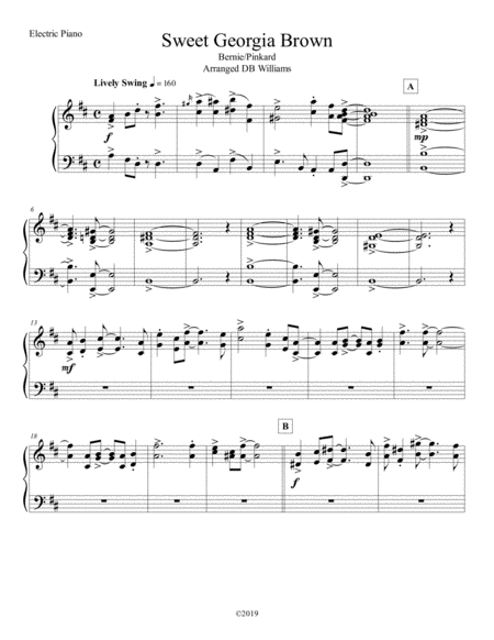 Free Sheet Music Sweet Georgia Brown Strings Electric Piano