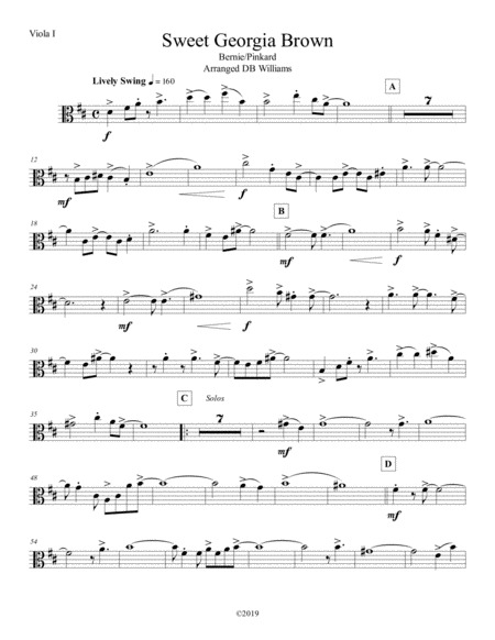 Free Sheet Music Sweet Georgia Brown Viola 1