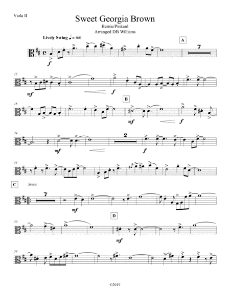 Sweet Georgia Brown Viola 2 Sheet Music