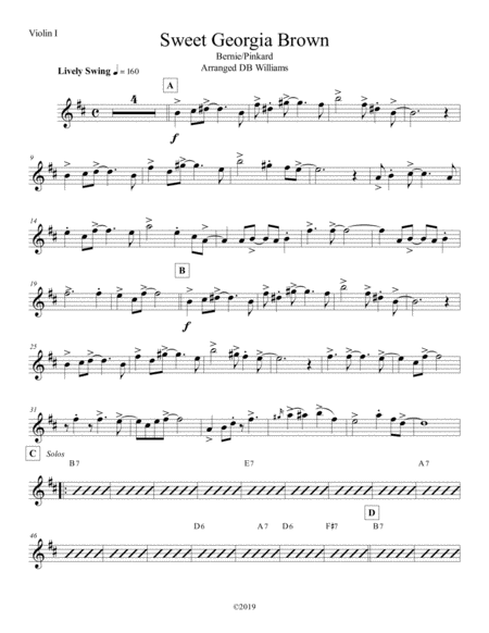 Sweet Georgia Brown Violin 1 Sheet Music