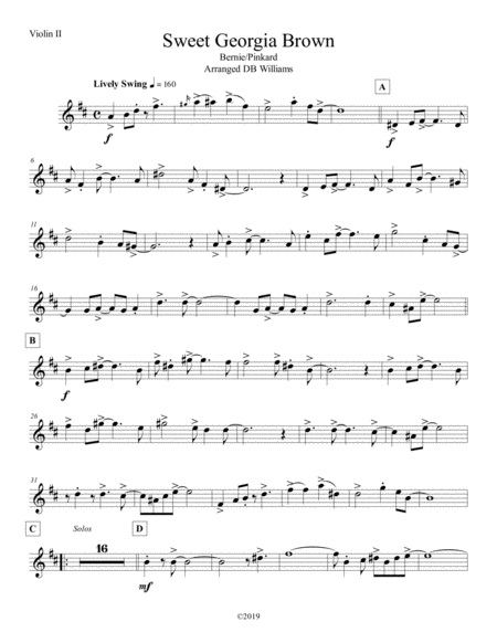 Sweet Georgia Brown Violin 2 Sheet Music