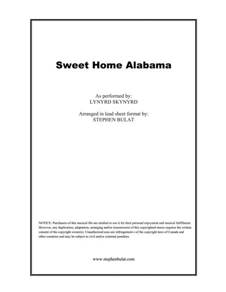 Free Sheet Music Sweet Home Alabama Lynyrd Skynyrd Lead Sheet In Original Key Of G