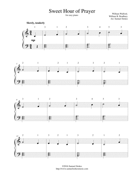 Free Sheet Music Sweet Hour Of Prayer For Easy Piano