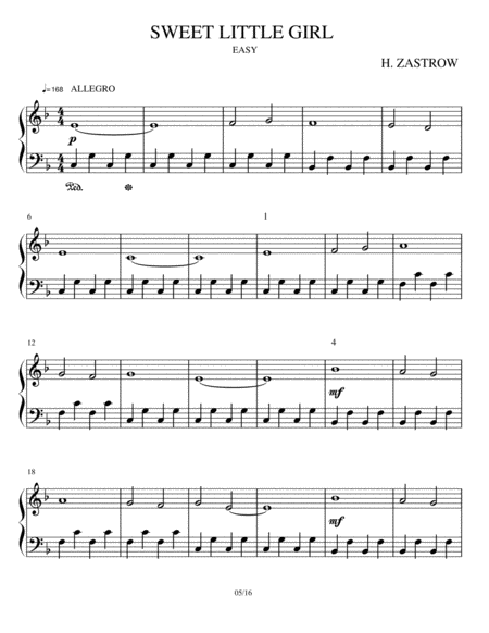 Free Sheet Music Sweet Little Girl