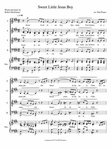 Sweet Little Jesus Boy Sheet Music