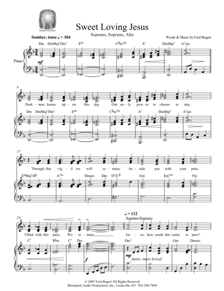 Free Sheet Music Sweet Loving Jesus