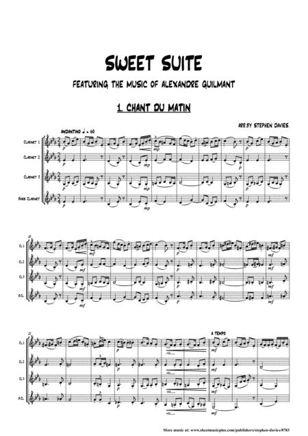 Free Sheet Music Sweet Suite Featuring The Music Of Alexandre Guilmant For Clarinet Quartet